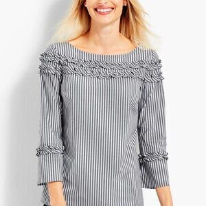 Stripe Shirred Ruffle Top